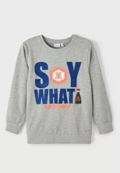 NAME IT Kikkoman - Sweater - Grey Melange -Shirt Zacht Verkoop 08f8de5ec8864d3db2798805613474d8