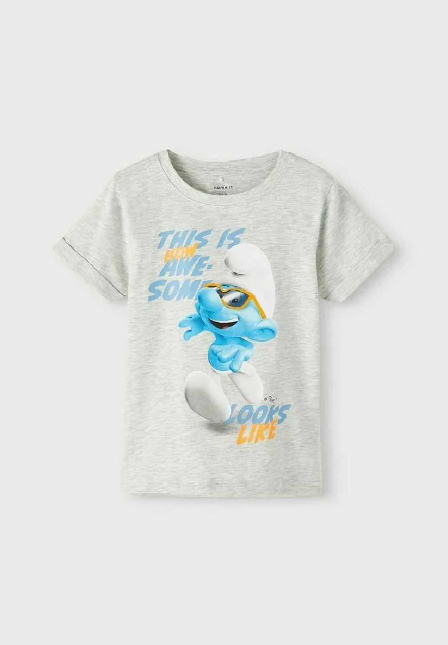 NAME IT Die Schlümpfe - T-Shirt Print - Light Grey Melange 3 NAME IT Die Schlümpfe - T-Shirt Print - Light Grey Melange - Afbeelding 3