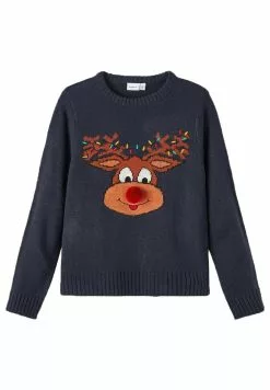 NAME IT Nknrichristmasls- Trui - Dark Sapphire