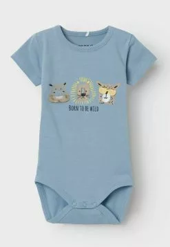 NAME IT Strampler Kurzarm - Body - Dusty Blue -Shirt Zacht Verkoop 51e79622712344c2a90f030e01fd54bf