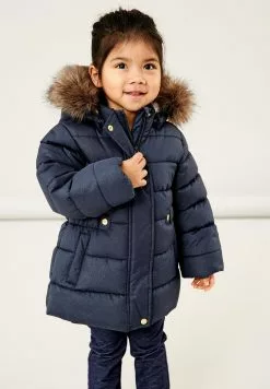 NAME IT Faux Fur Glitter Jacket - Winterjas - Dark Blue