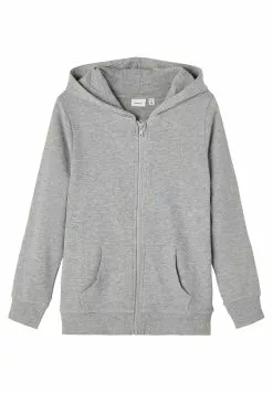 NAME IT Nkfna Card Hood Unb Noos - Sweater Met Rits - Grey Melange