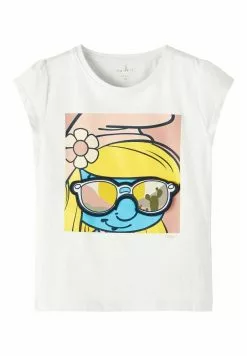 NAME IT Nmfani Smurfs Ss Vde - T-Shirt Print - Bright White