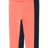 NAME IT Nkfvivian Capri 2 Pack - Legging - Coral/Dark Sapphire