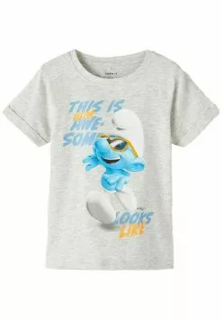 NAME IT Die Schlümpfe - T-Shirt Print - Light Grey Melange