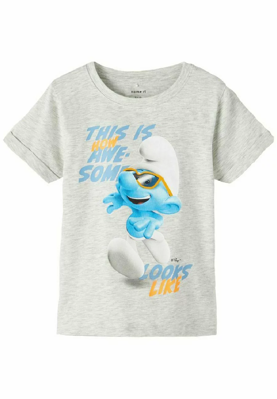 NAME IT Die Schlümpfe - T-Shirt Print - Light Grey Melange 1 NAME IT Die Schlümpfe - T-Shirt Print - Light Grey Melange