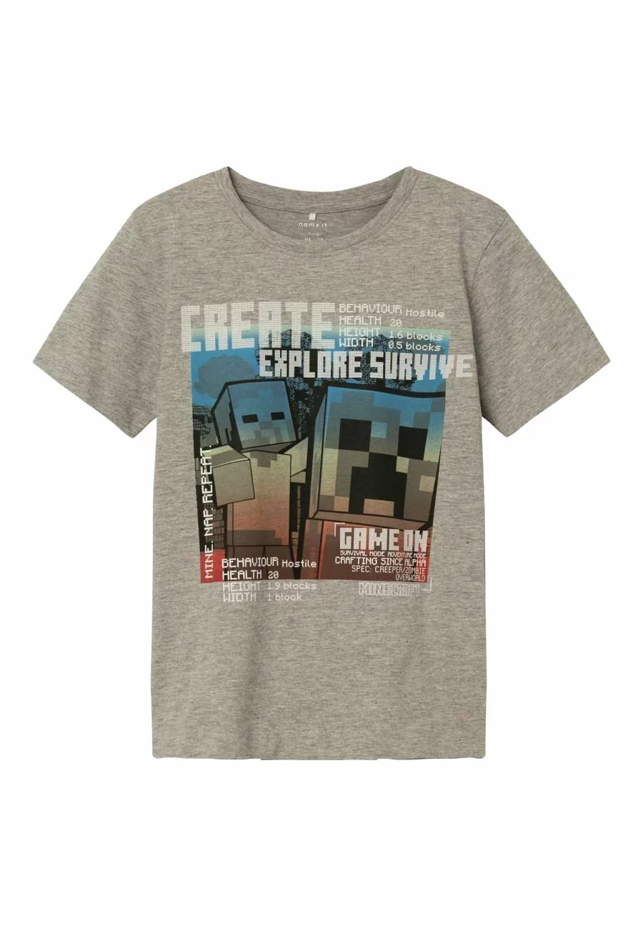 NAME IT Minecraft - T-Shirt Print - Grey Melange 4 NAME IT Minecraft - T-Shirt Print - Grey Melange - Afbeelding 4
