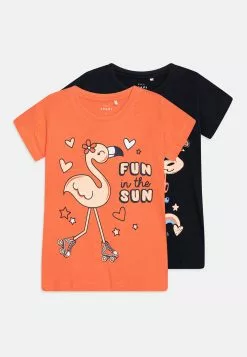 NAME IT Nmfviolet 2 Pack - T-Shirt Print - Dark Sapphire/Coral